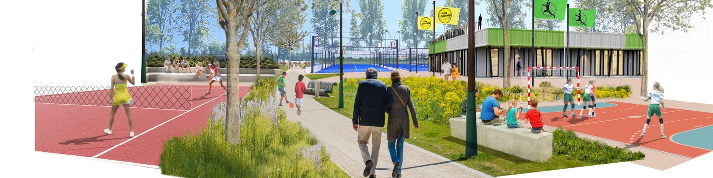 Sfeerimpressie Sportlandschap handbal- en tennisbanen